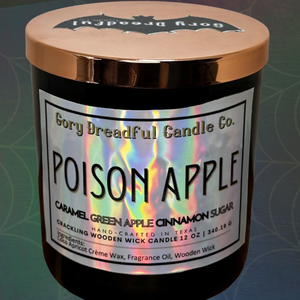 Poison Apple Wooden Wick Candle by Gory Dreadful Candle Co