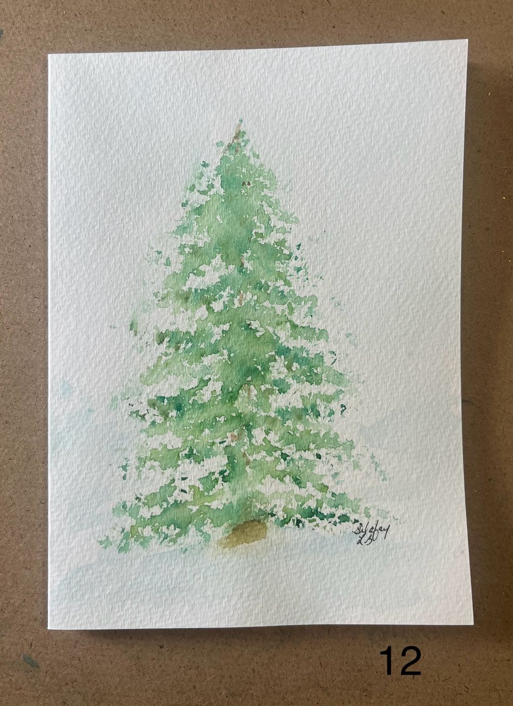 Holiday Card/Tree #12 - ORIGINAL watercolor painting 
