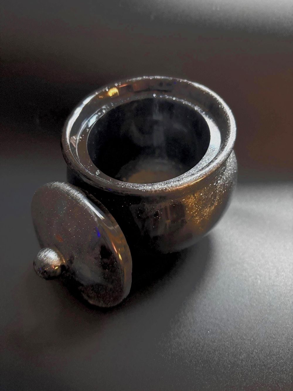 Black and Silver Glitter Jar - Small Jewelry or Keepsake Hol...