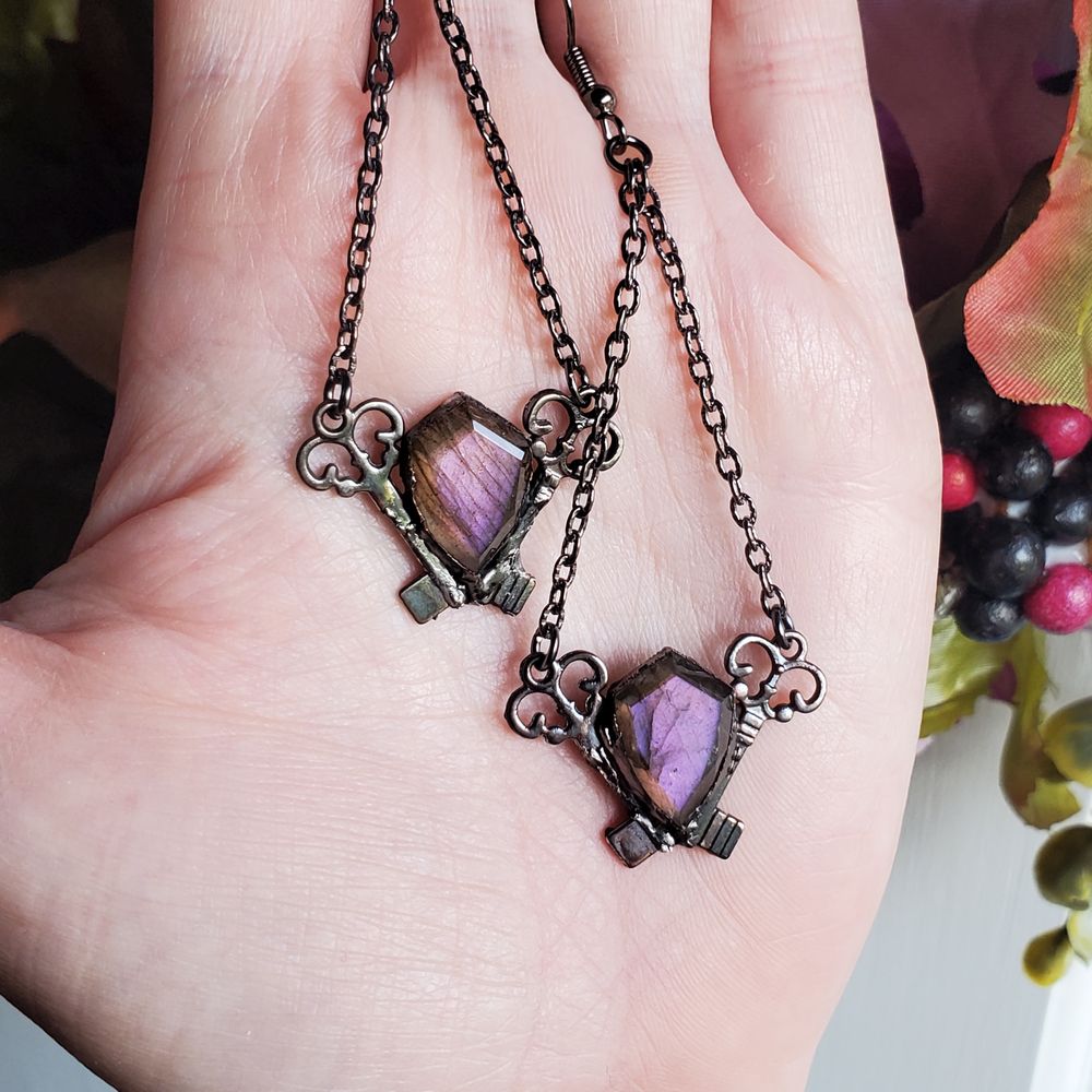 Keys To The Underworld - Purple Labradorite Earrings