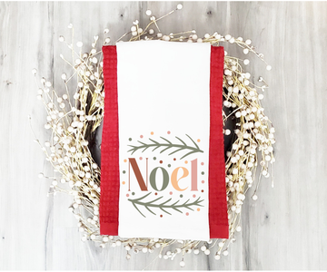 Multi Colored Pink & Green Noel Tea Towel