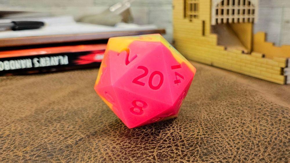 45mm Squishy Pansexual D20, Pan Pride Dice