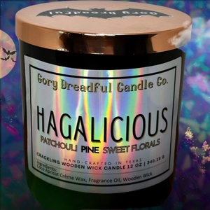 Hagalicious Wooden Wick Candle by Gory Dreadful Candle Co