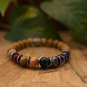7" - Mookaite Jasper and Hematite with Fragrant Thuja Sutchuenensis