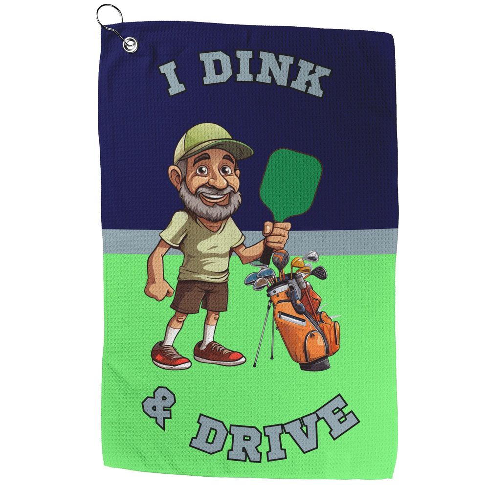 I Dink & Drive - Men's Golf Towel (Navy & Lime)
