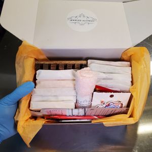9 2.5 - 3 oz. Bars with Soap Dish, Soap Saver Bag or Coral Fleece Washcloth. Plush all sorts of goodies as a thank you. 