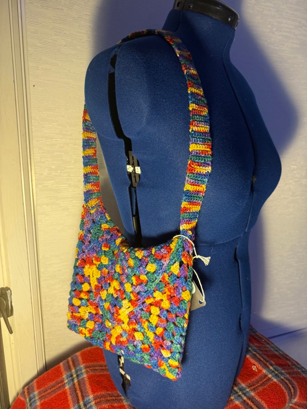Rainbow Granny Squre Purse with Liner