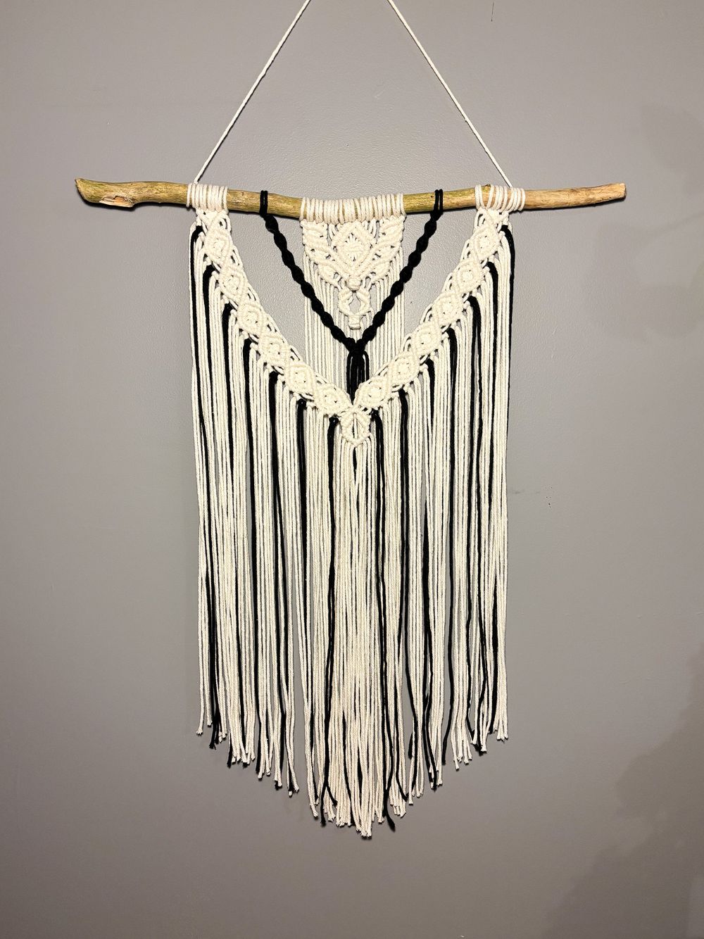 Boho Macrame Wall Hanging - Black Accent