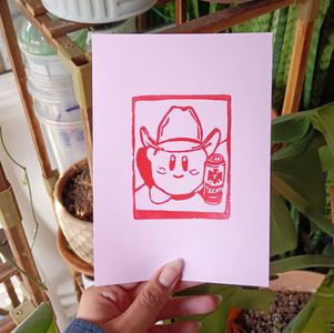 red ink on pink paper