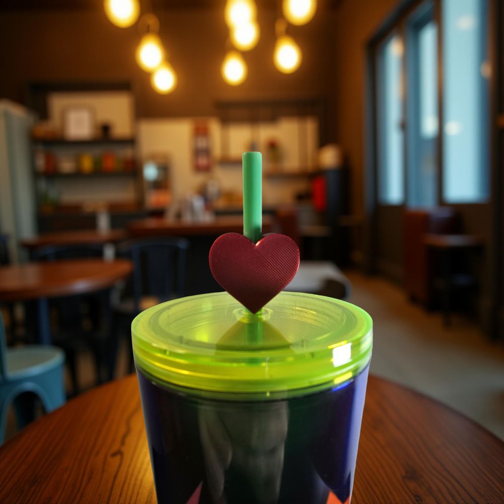 Heart Shaped Straw Topper for Coffee Shop Sized Straws (8.5m...
