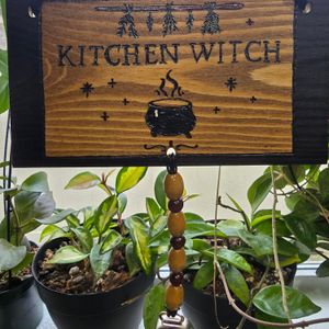 Photo showing the sign in natural kitchen light.