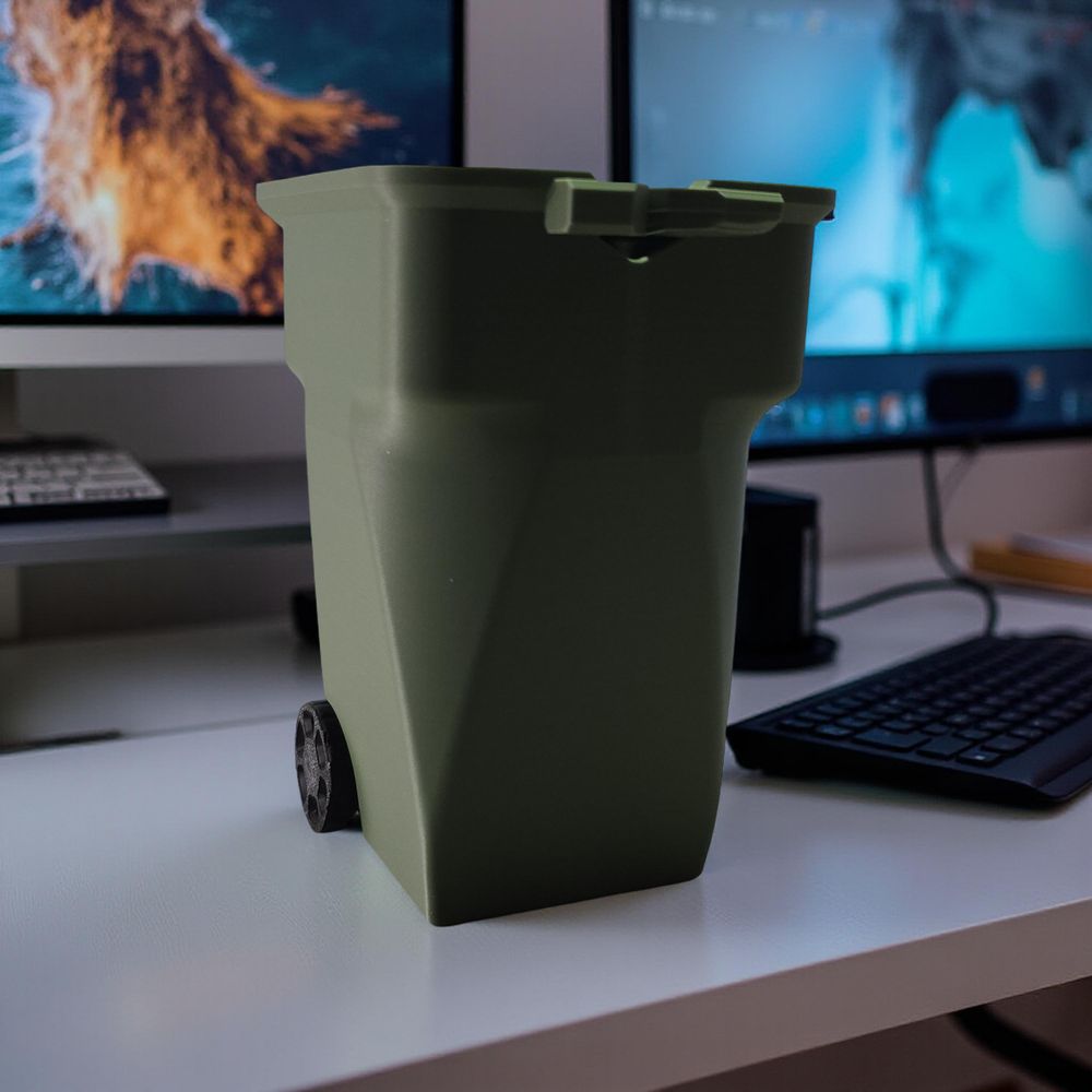 Desktop Compact Trash Can | 3D Printed PLA Filament | Green ...