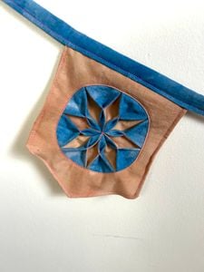 Orange/Blue star pennant close up