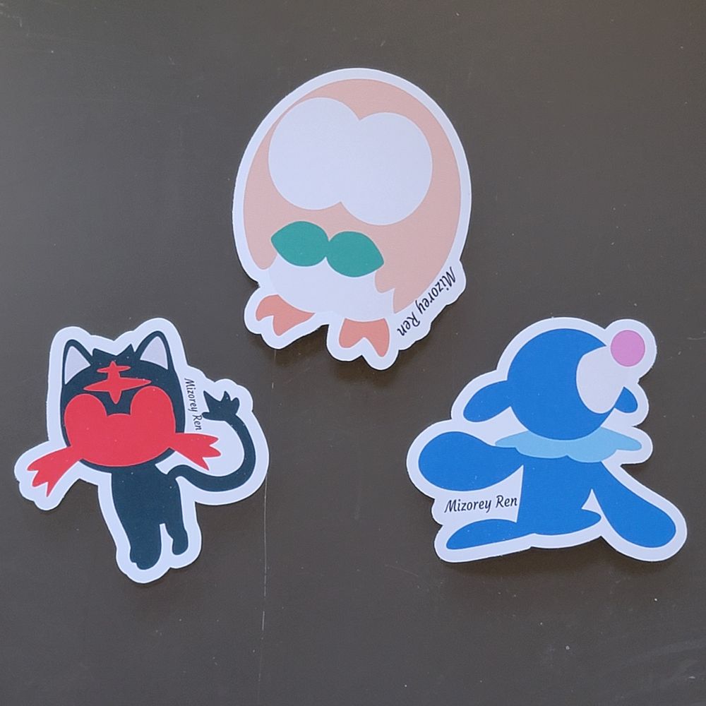 Pokemon Sun and Moon Starter Stickers