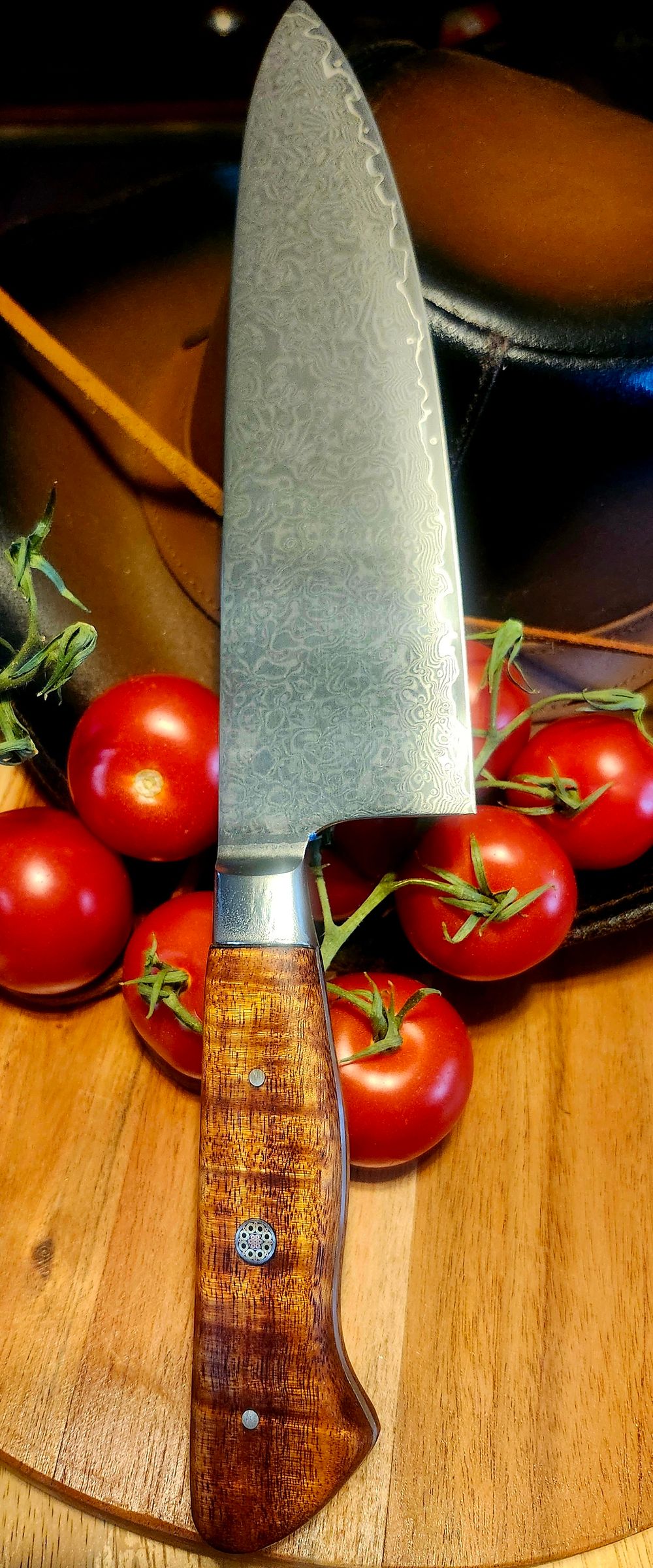 Chef's Knife Damascus Stainless Steel and Koa Wood