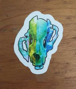 Green and Blue Glitch Cat Skull stickers