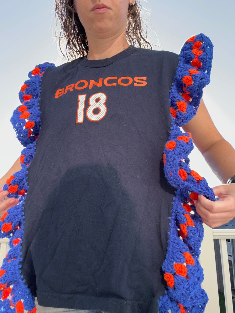 Denver Broncos Crochet Poncho 
