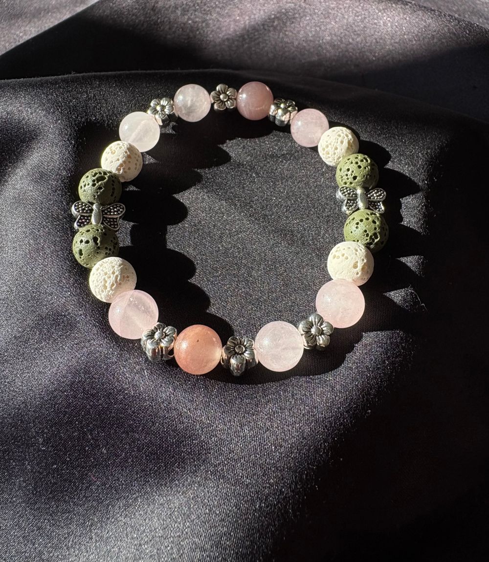 Diffuser Bracelet With Essential Oil Blend - Rose Quartz Lava Stone - Medium