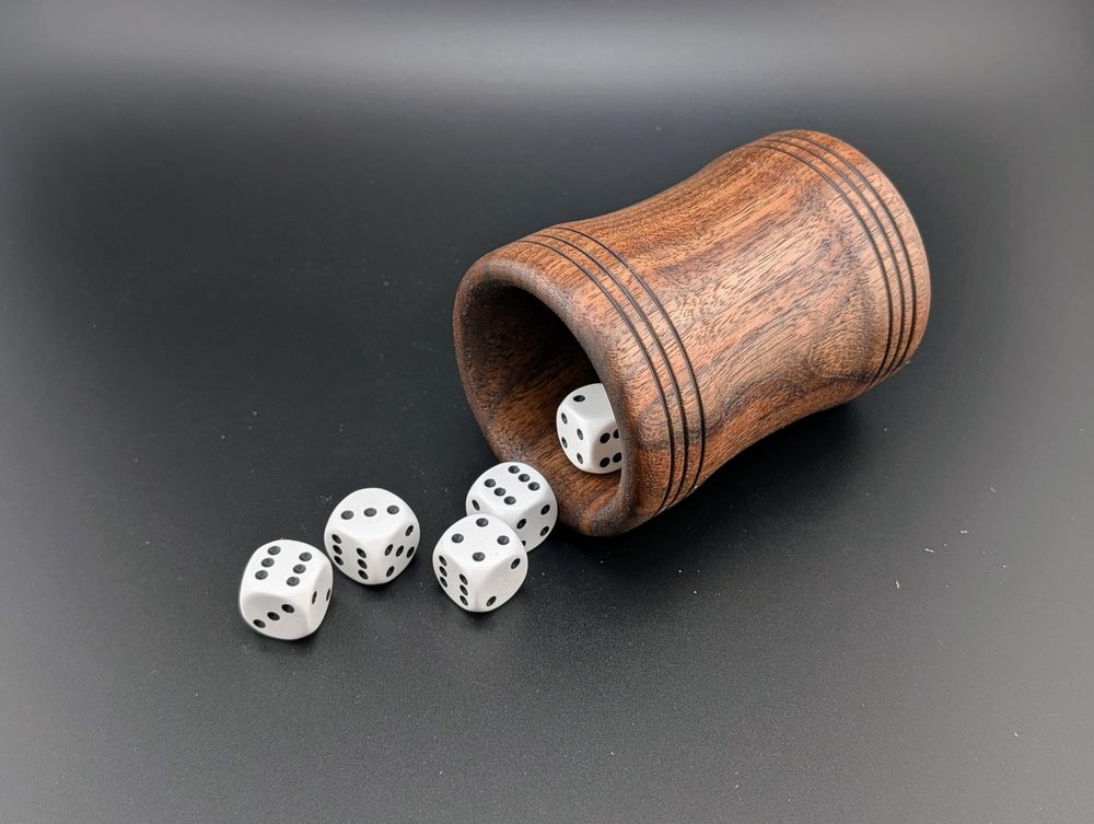Wooden Dice Cup - Walnut - Rings