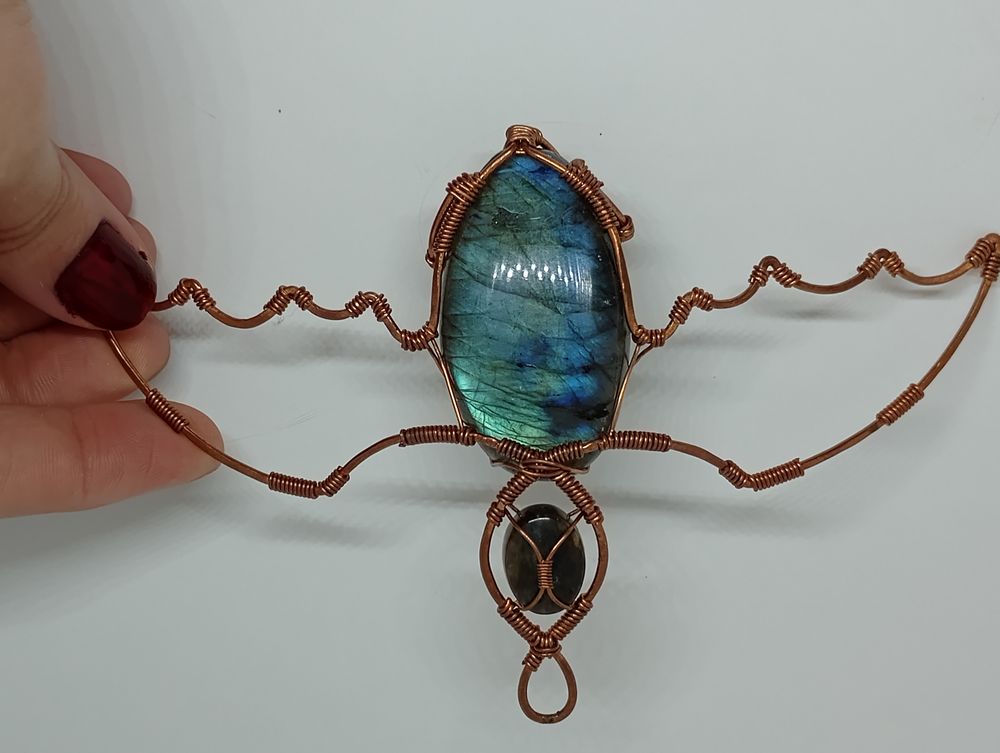 Labrodite copper dragon wing pendent 