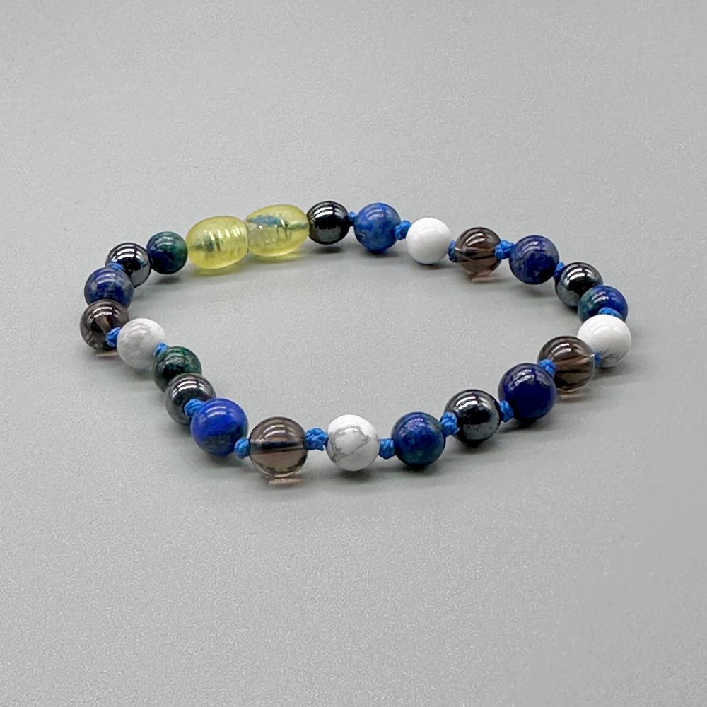 Gemstone Bracelet – Lapis Lazuli, Hematite & Smoky Quartz
