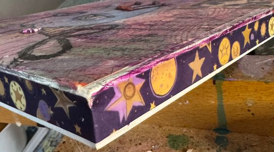 sides finished in washi tape (corner split a bit during gluing)
