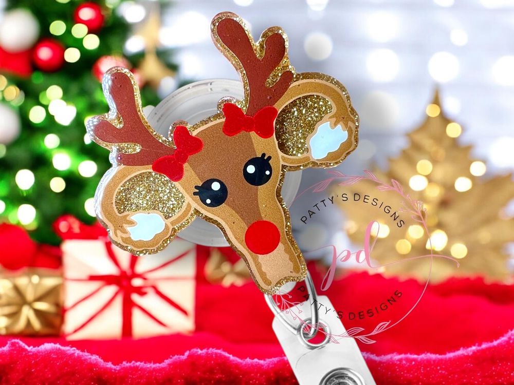 Reindeer Uterus Badge Reel, Badge Holder, ID Holder