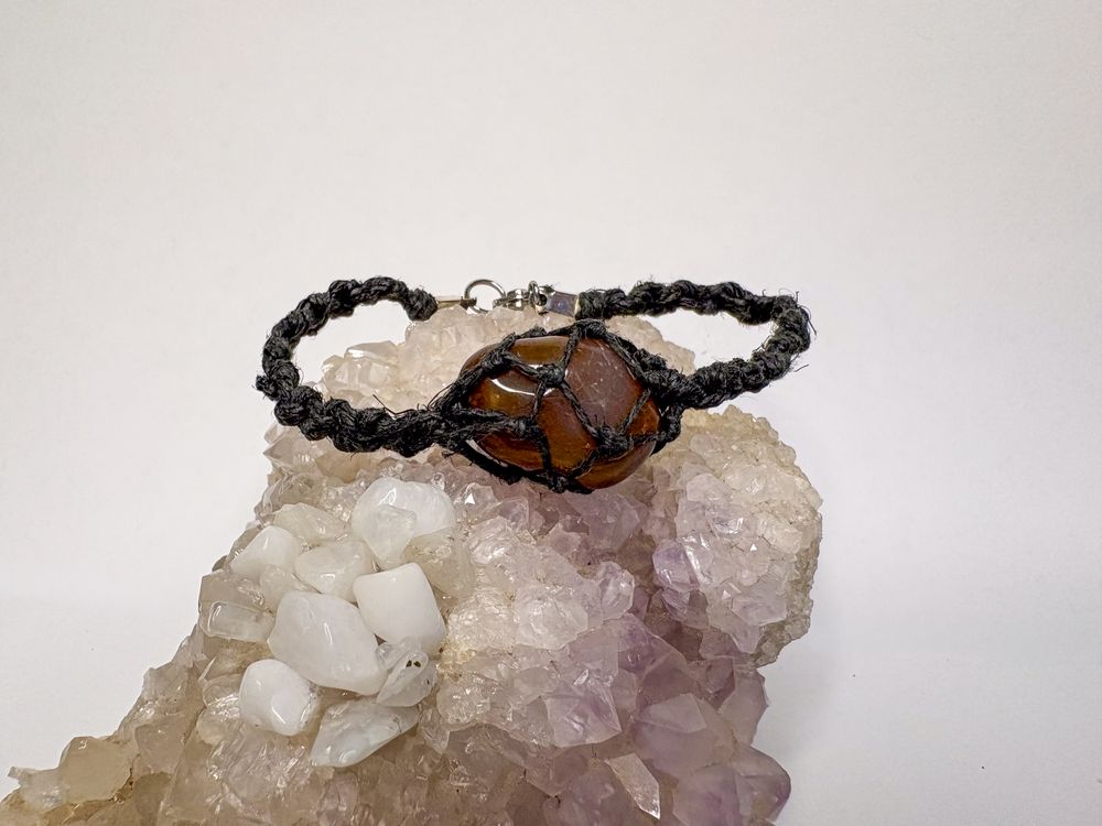 Agate and Woven Cord Bracelet/Anklet