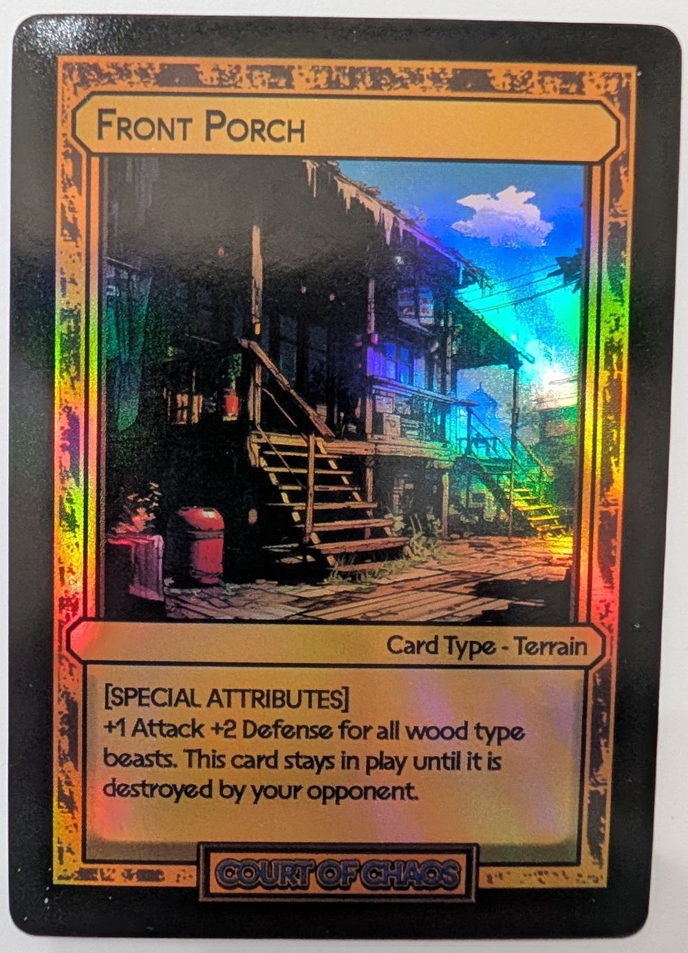 The Front Porch (Holographic) (Misprint - Rare) - Divorced Dads Court of Chaos Deck Card