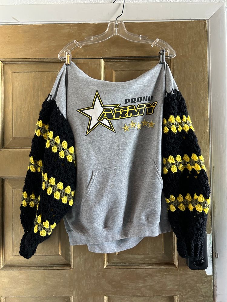 Army Proud Crochet Sweatshirt 