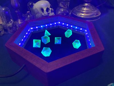 Purpleheart dice tray, lights on 