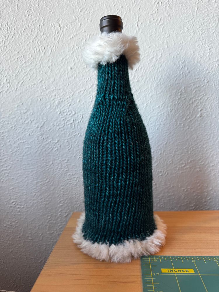 Hand-Knitted Wine Bottle Sweater