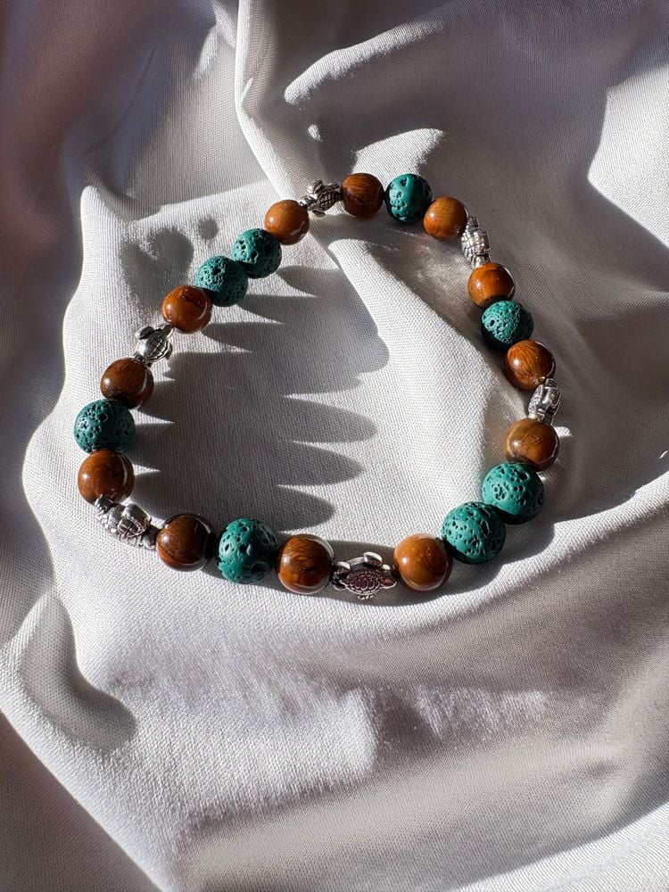 Diffuser Bracelet With Essential Oil Blend - Brown Agate & Lava - Extra Large