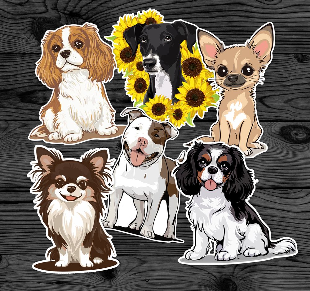 Dogs & Puppies Sticker Multi 6 Pack
