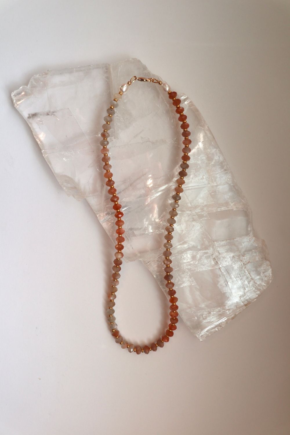 Calida - Peach Moonstone & Pearl Necklace