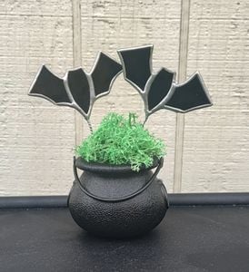 Stained Glass Batty Picks (2) with Cauldron