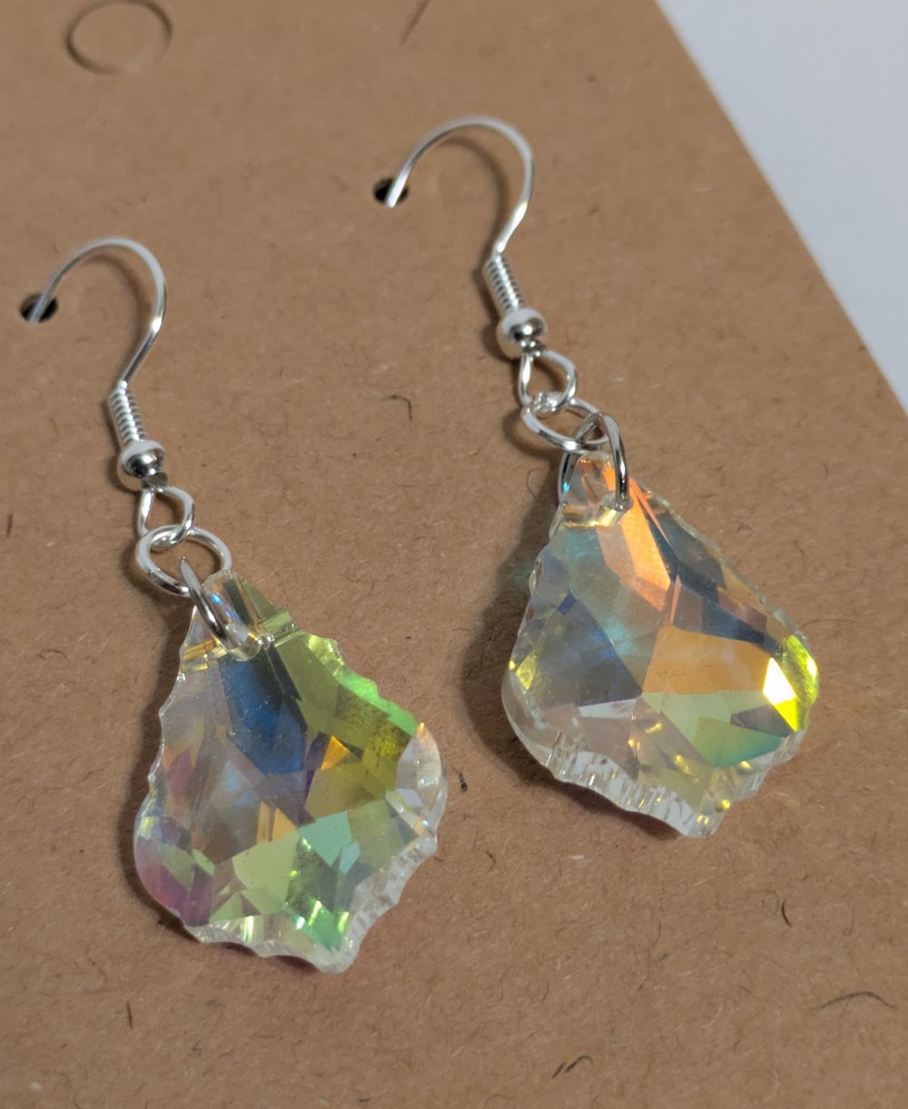 Glass bead iridescent vintage cut earrings