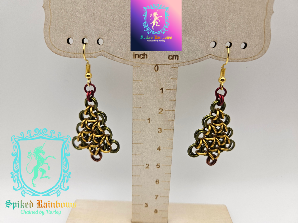Chainmail Christmas Tree Earrings