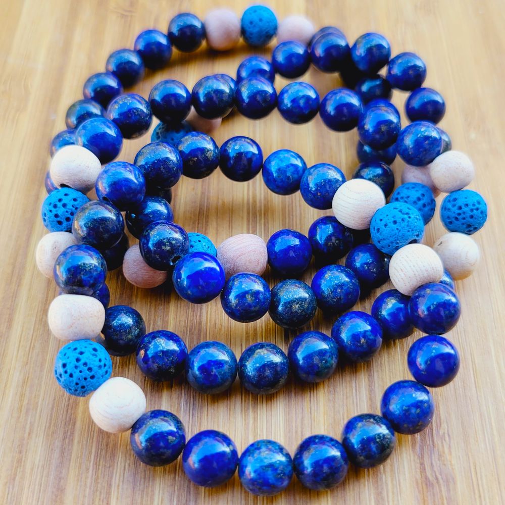 Ether-Blue Lapis Lazuli Gemstone Diffuser Bracelet