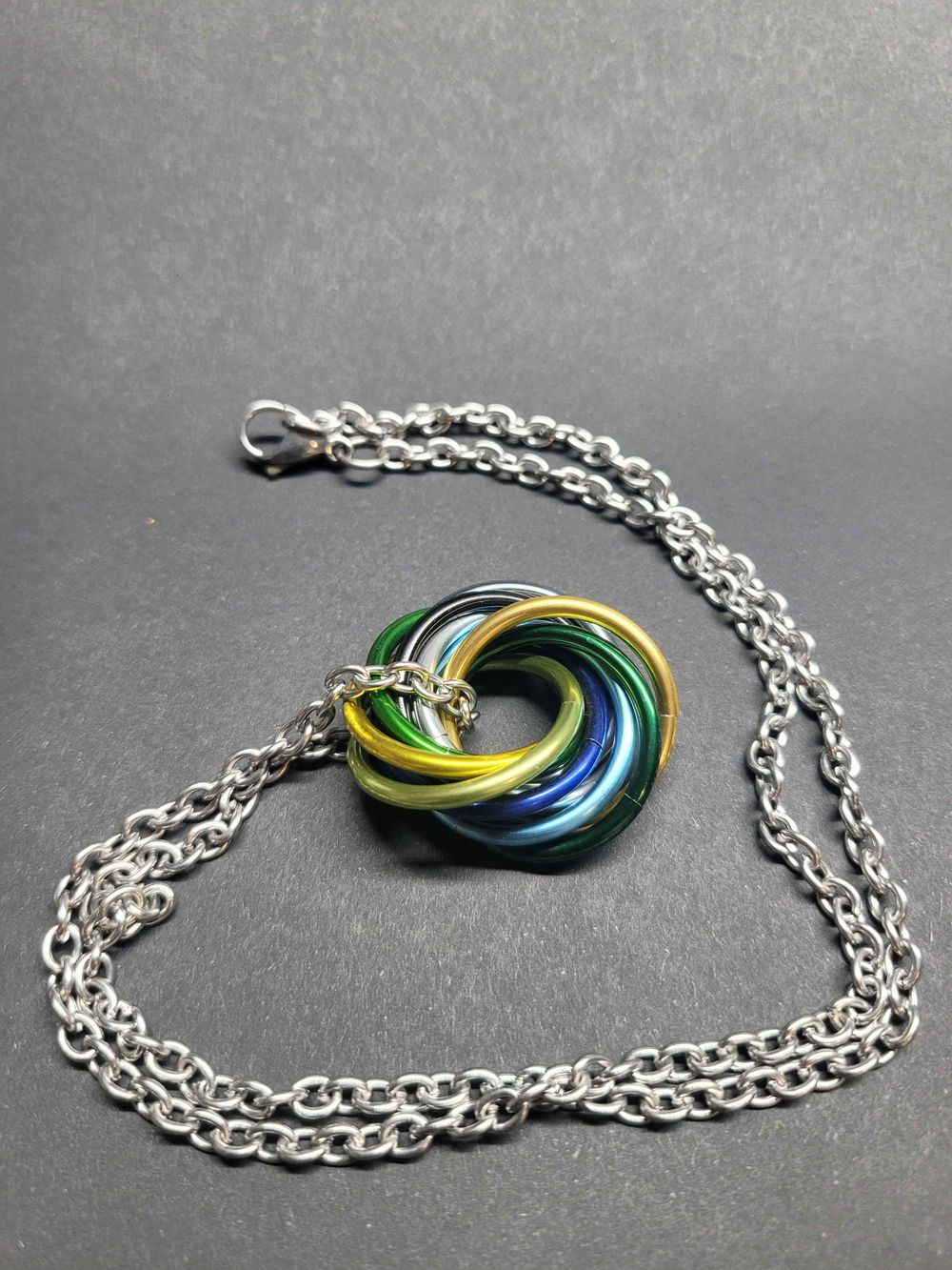 Spring Greens and Rain Mobius Necklace