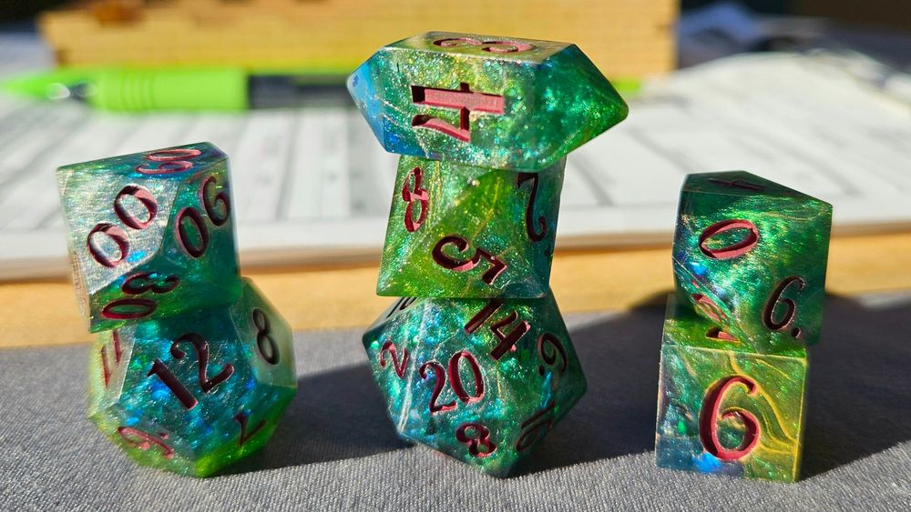 Gemstone Forest polyhedral dice set of 7