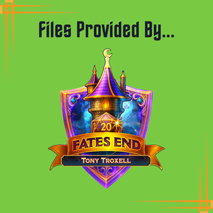 An image that states "Files provided by..." and then has the logo for Fate's End and the name "Tony Troxell" denoting a lifetime license