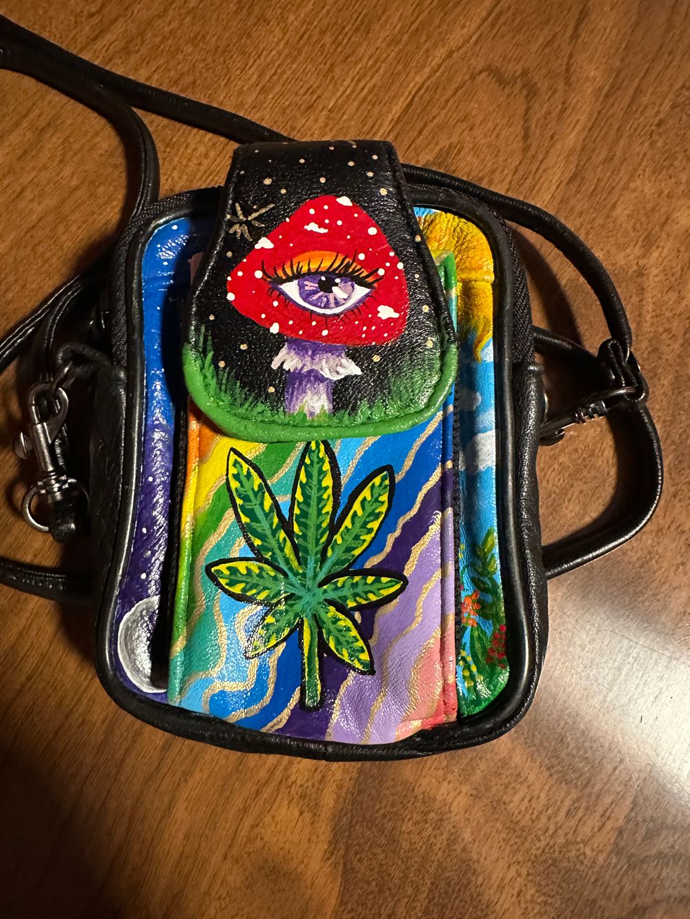 Take a lil trip hand painted pouch