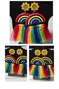 rainbow and Sunshine Tassel Earrings 