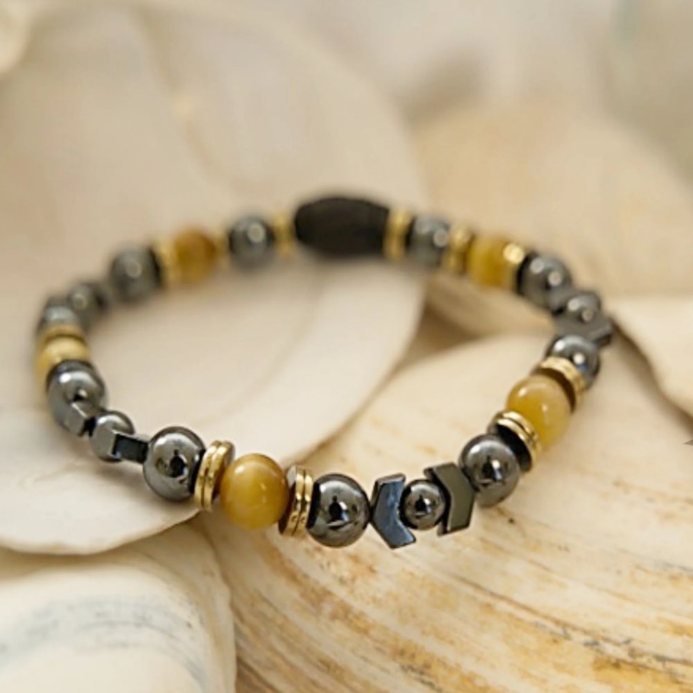 Stretch Bracelet | Hematite and Golden Tiger Eye