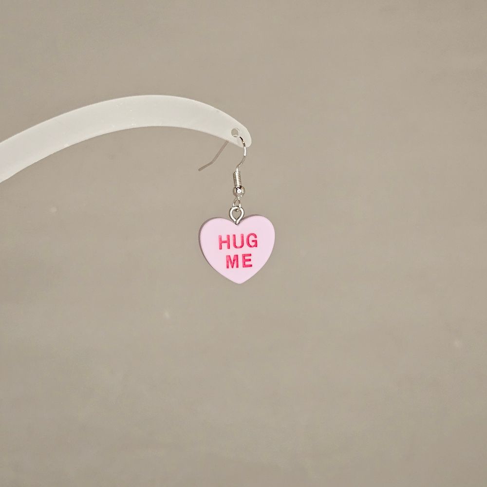 Item #106 Conversation Heart Candy Hug Me Earring