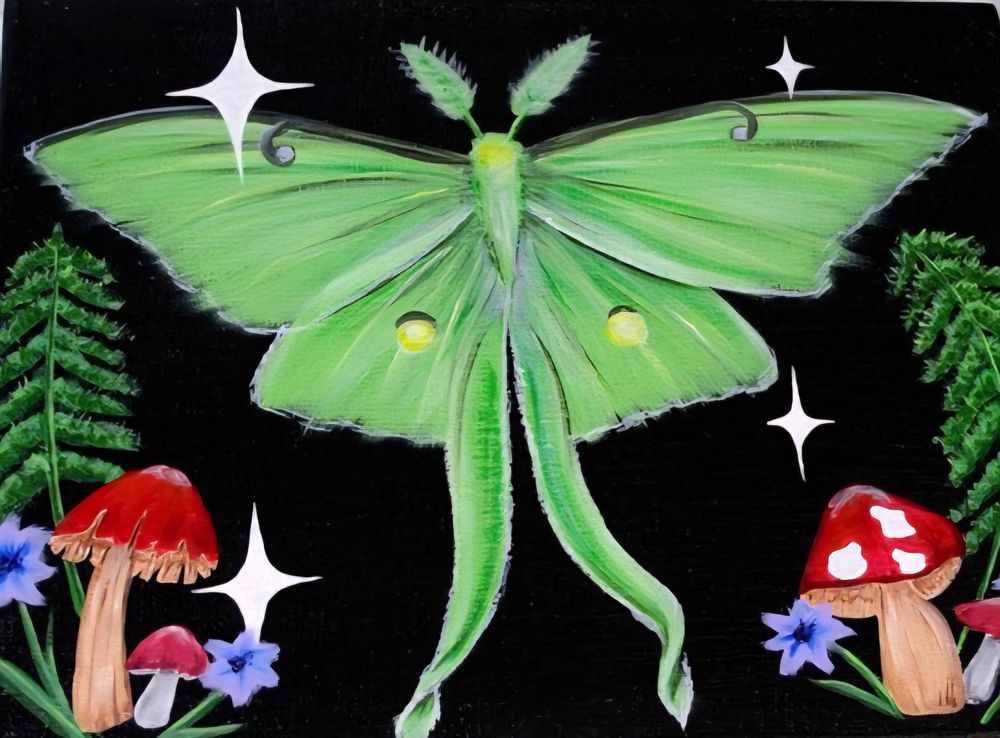 Whimsical Night Flight Original Acrylic Painting