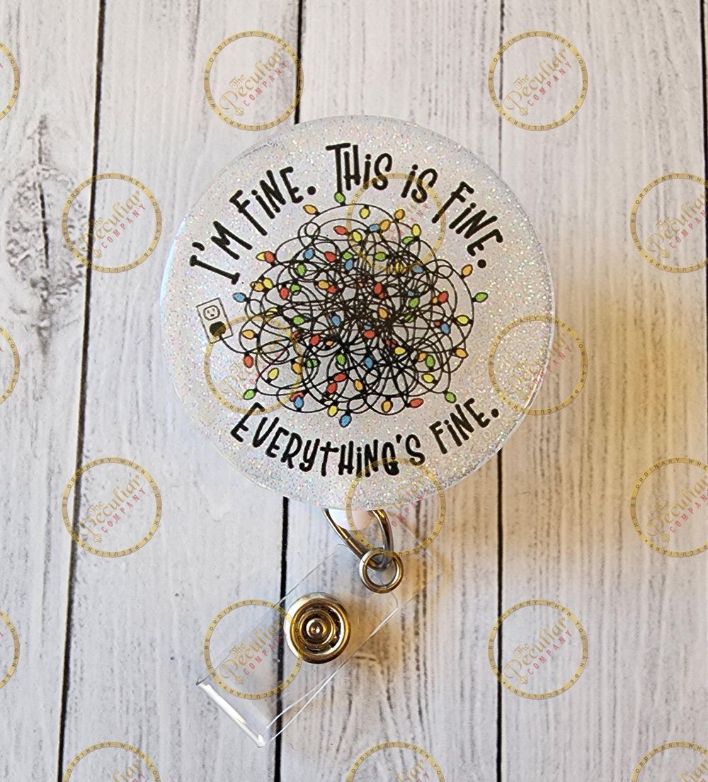 Everything is Fine Christmas Badge Reel, badge holder, xmas ...