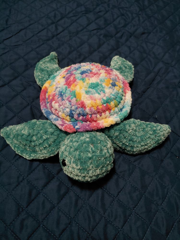 Watercolor Weighted Crochet Sea Turtle- Medium
