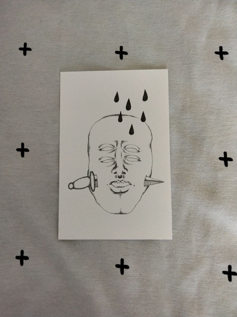 Head with dagger ( black & white ) print